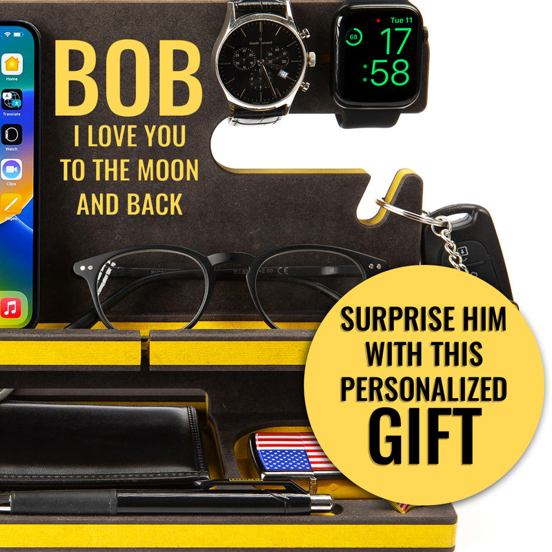 Black Wood Docking Station Gifts for Men