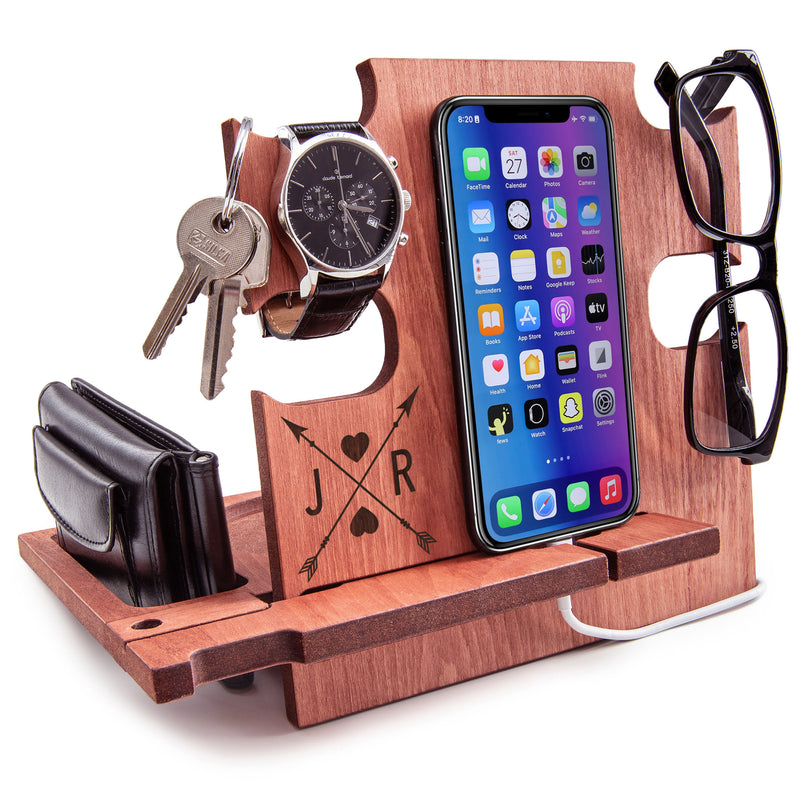 Monogram Gifts for Men , Personalized Wood Docking Station