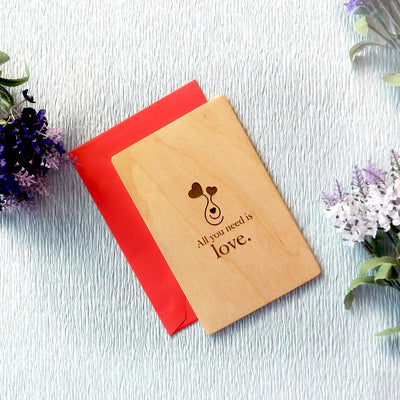Wooden greeting card for lovers