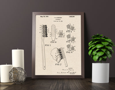 Toothbrush Patent Print on Canvas