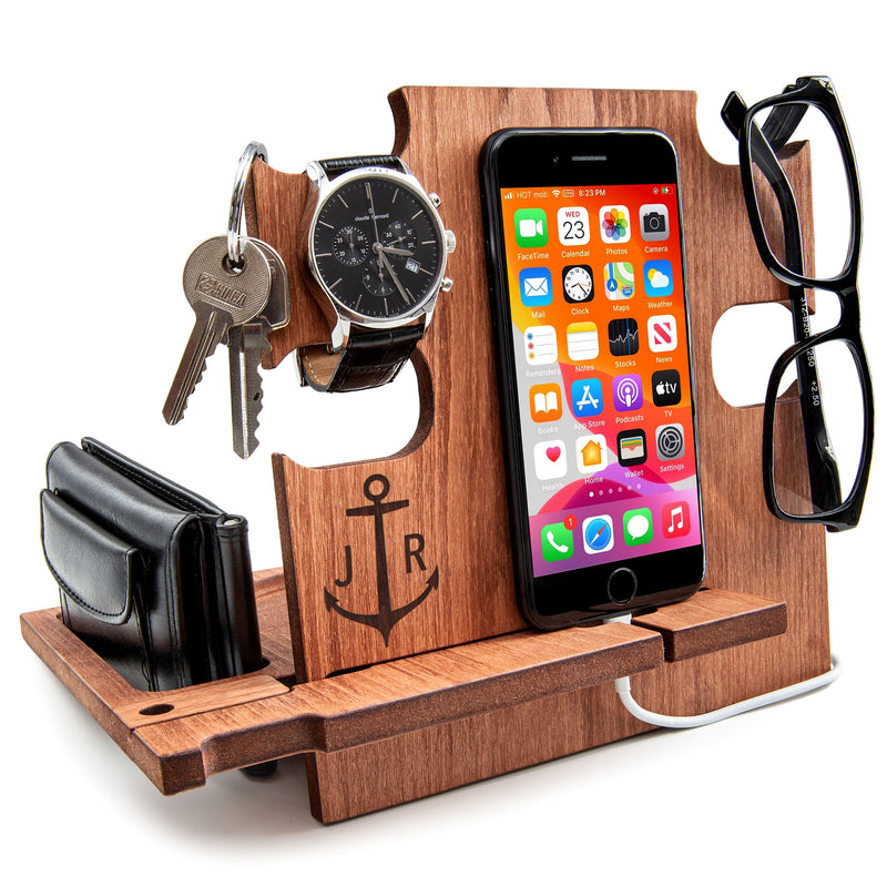 Monogram Gifts for Men , Personalized Wood Docking Station