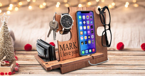 GRETAOTO Desk Organizer, Wooden Personalized Docking Station for