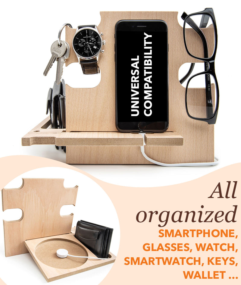 Personalizable Wooden Docking Station, Gift for Woman