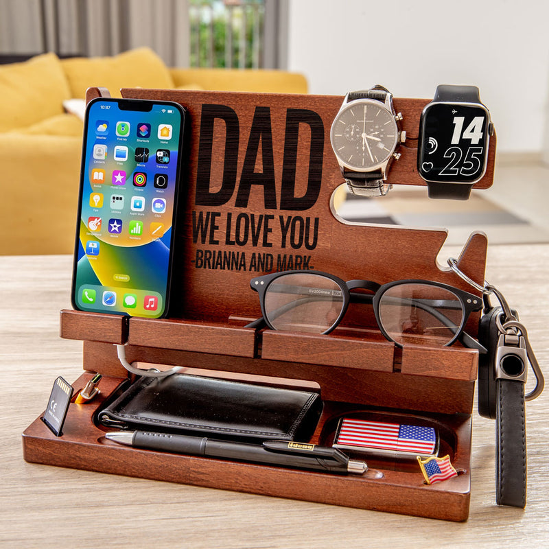 Solid wood personalized docking station, perfect for father&
