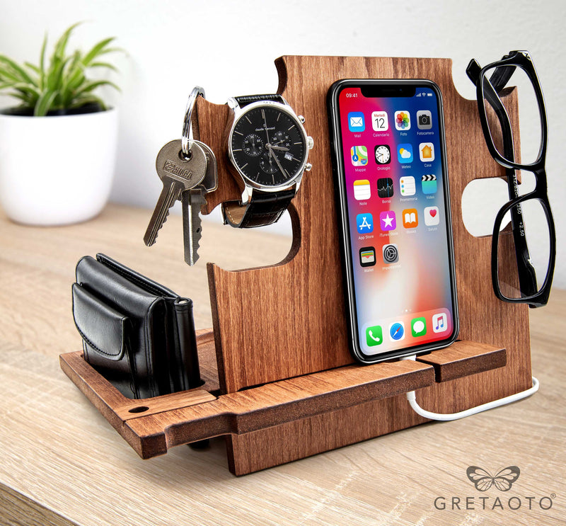 Personalizable Wooden Docking Station, Gift for Woman