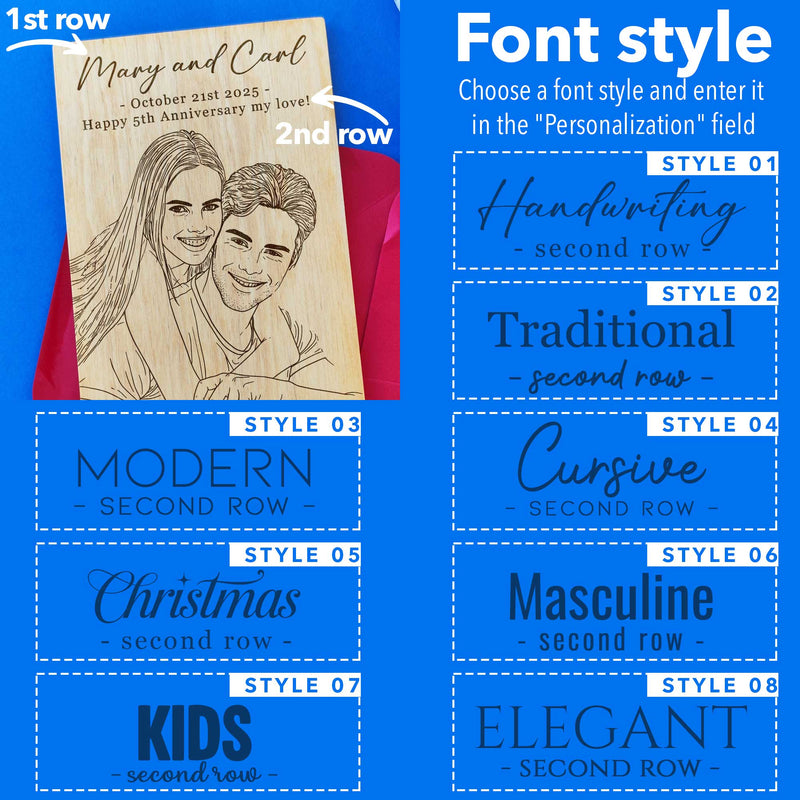 LGBTQ Couple Portrait Card • Personalized Wooden Greeting Card