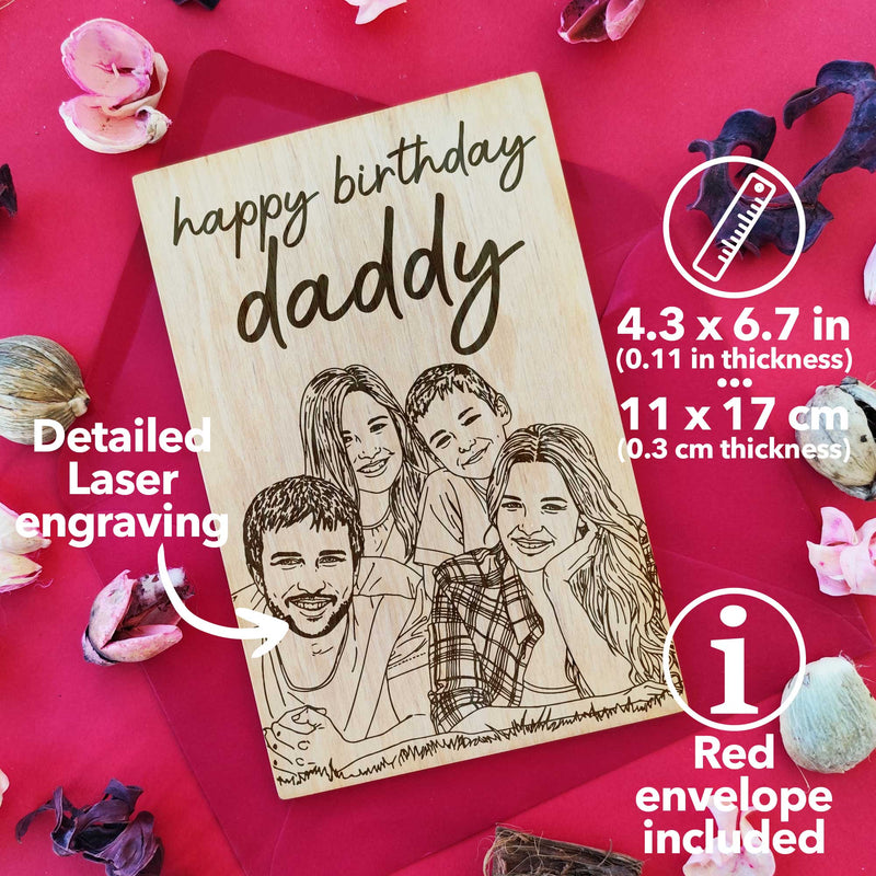 LGBTQ Couple Portrait Card • Personalized Wooden Greeting Card