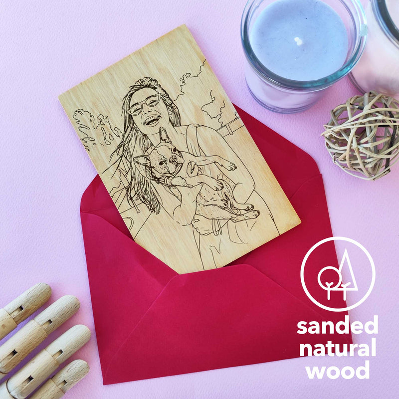 LGBTQ Couple Portrait Card • Personalized Wooden Greeting Card