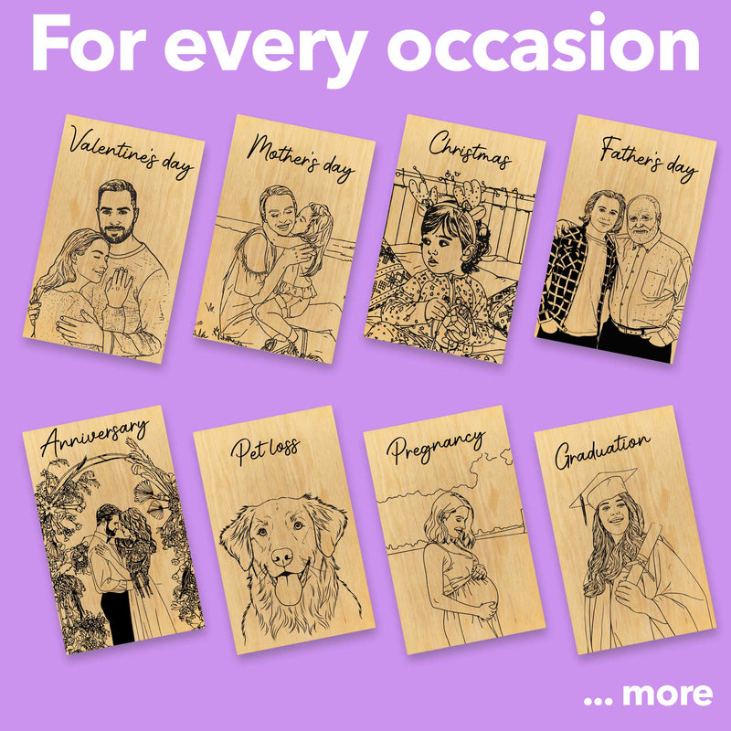 LGBTQ Couple Portrait Card • Personalized Wooden Greeting Card