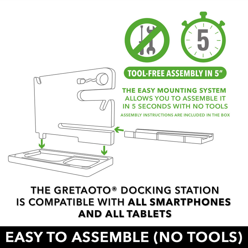 Docking Station personalizzata in legno per cellulare, tablet, portafoglio, orologio, chiavi, accessori, organizer da scrivania, regali per uomo 