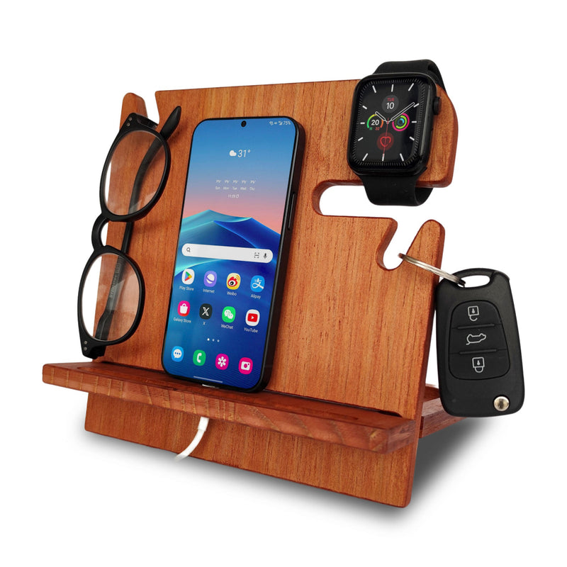 Mahogany phone stand made of pine wood, personalized Father&