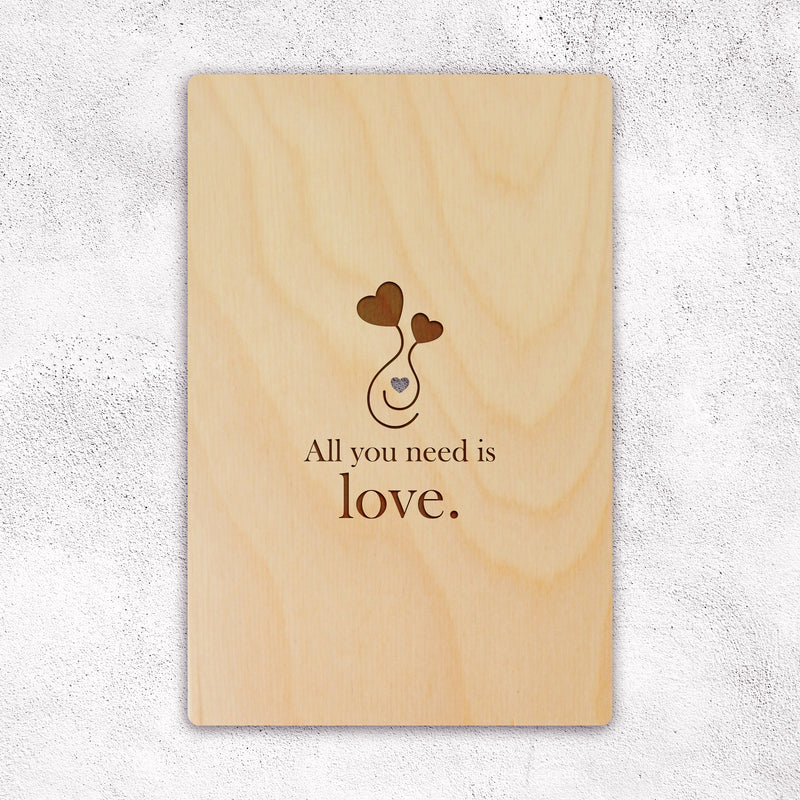 Wooden greeting card for lovers