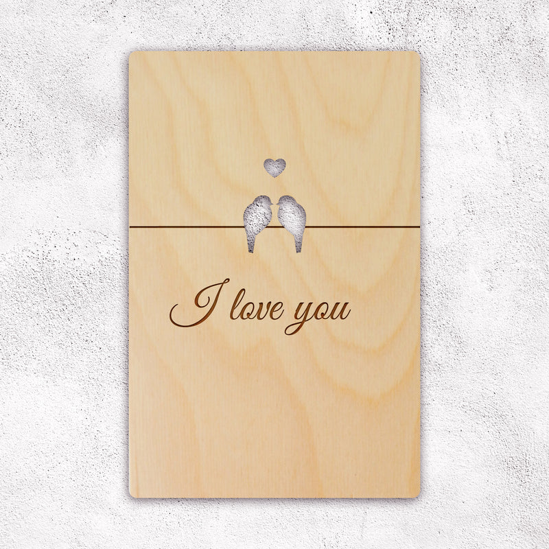 Wooden Greeting Card to say "I Love You" to your lover