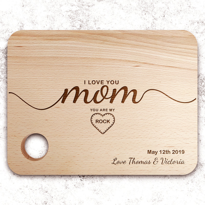 Personalized Chopping Board for Mom, Mom Rock Cutting Board