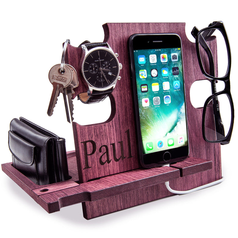 Personalizable Wooden Docking Station, Gift for Men, Christmas Gift, Birthday Gift, Anniversary Gift, Father day Gift, 100% handmade