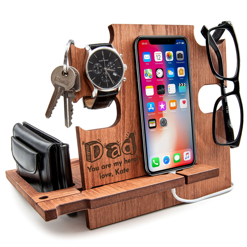 Best Gift for Dad - Personalized Docking Station - 100% Handmade